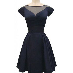 Trashy Diva "Lottie" Dress - Sz 4 - Black - Fit & Flare LBD w/ Illusion Neckline